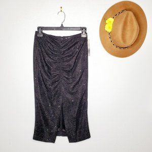 NWT Zara Size S Draped Pencil Midi Black Skirt